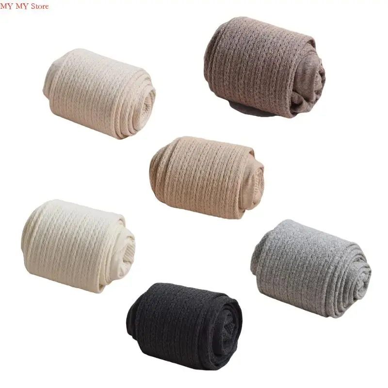 

N1HE High Elasticity Cotton Tights Winter Thickened Cable Knit Leggings Breathable Opaque Design