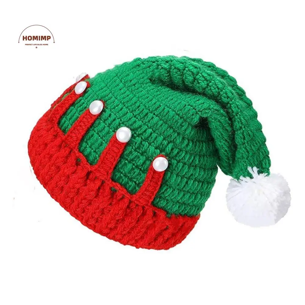 

Fashion Creative Christmas Hat Thicken Soft Knitted Crochet Caps with Velvet Ball Keep Warm Santa Knitted Hat Adult