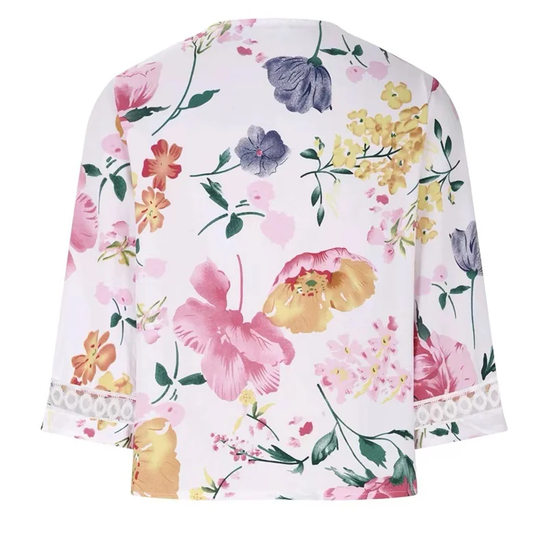 

ASDS-3/4 Length Sleeve Womens Summer Trendy Bell Sleeve V-Neck Dressy Casual Ethnic Bohemian Print T-Shirt