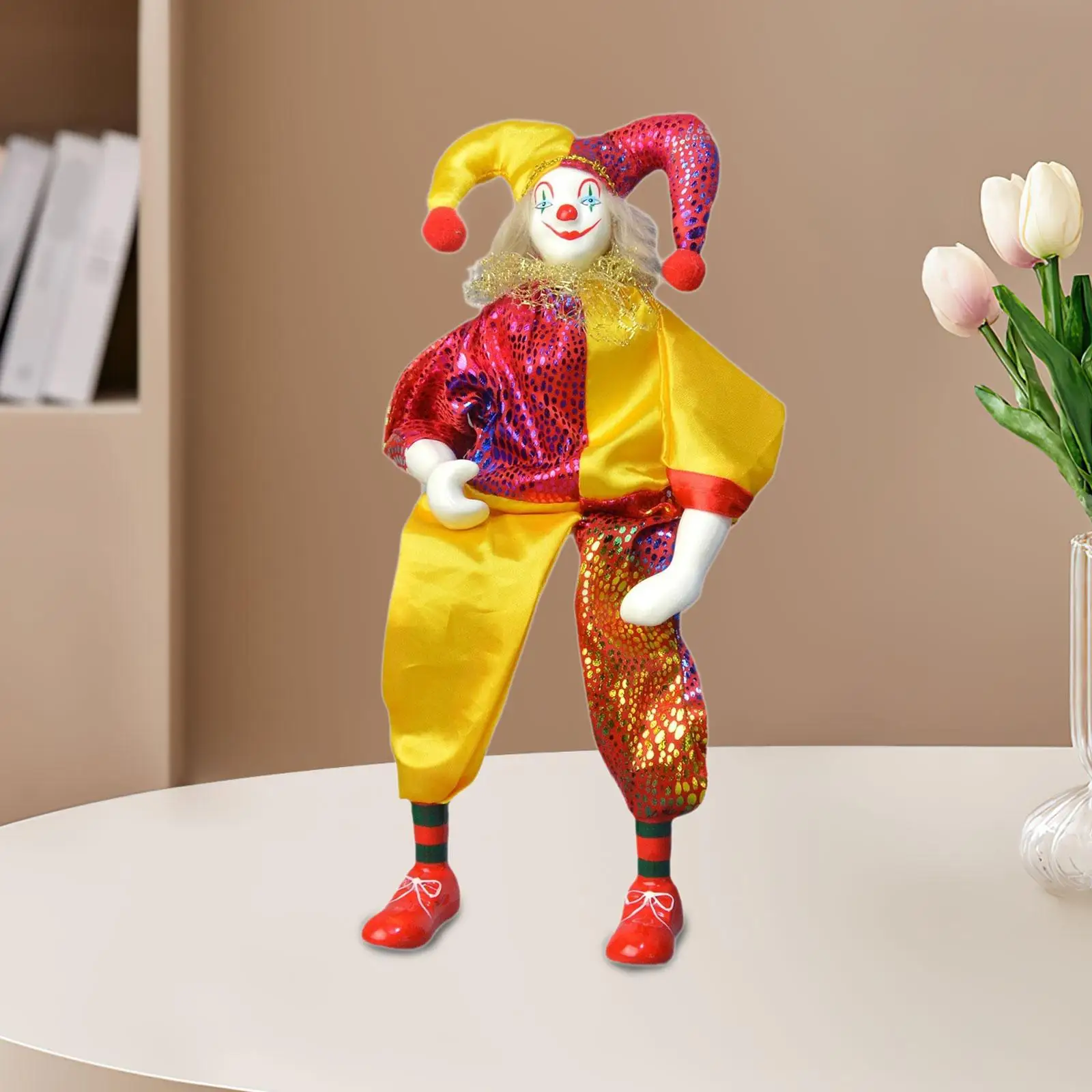 Clown Doll Halloween Ornament Collectible for Desktop Indoor Party Supplies