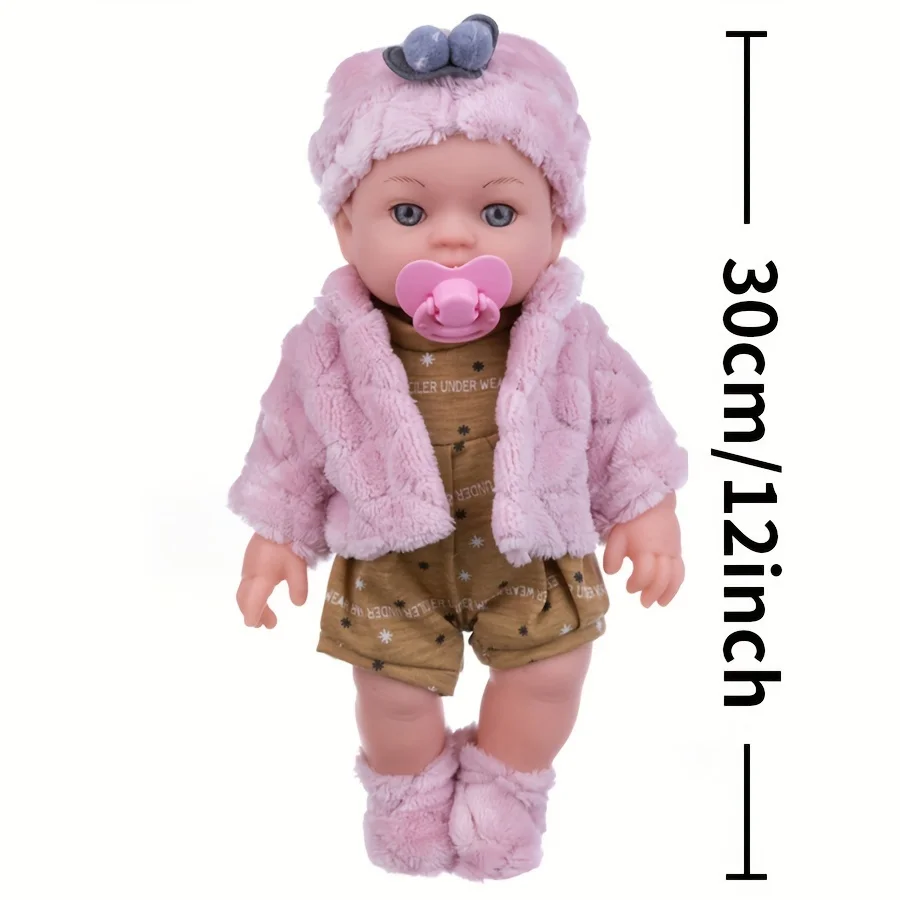 12 Inches Cute Silicone Reborn Doll, Simulation Baby Doll, Girl Hand Doll, Children's Soft Silicone Exquisite Doll Doll Dolls