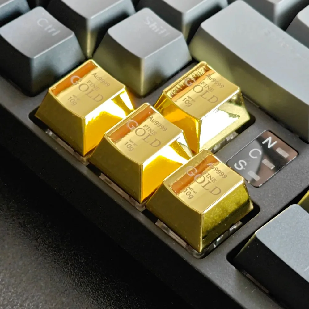 1pcs 4pcs Gold Zinc Alloy Electroplated Keycaps Personalized Custom Cherry R4 Keycaps for MX Mechanical Keyboards Arrow Keys