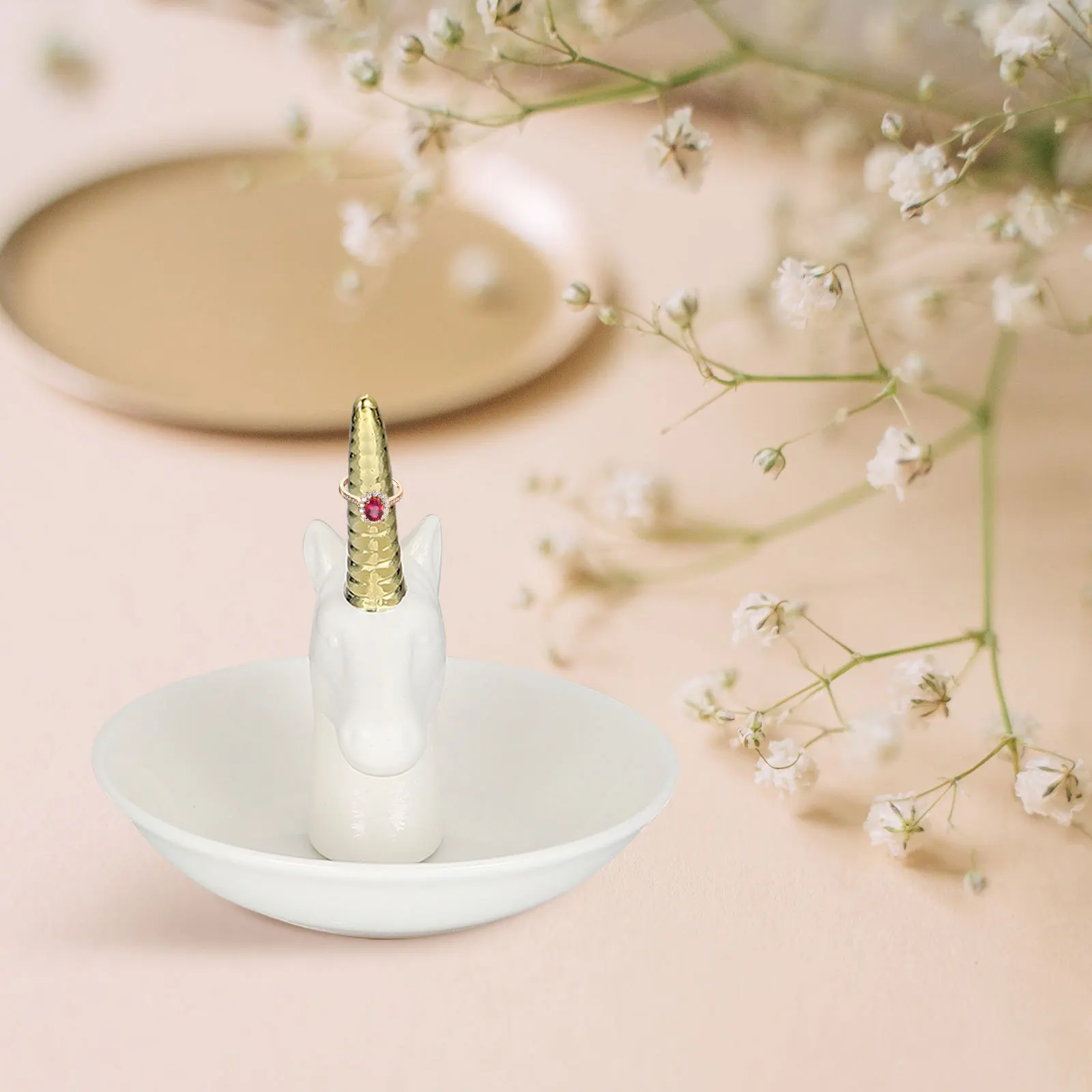 

1Pcs Unicorn Shaped Ceramic Jewelry Tray Home Dressing Table Display Ring Earrings Dish Jewelry Dish Finger Rings Tray