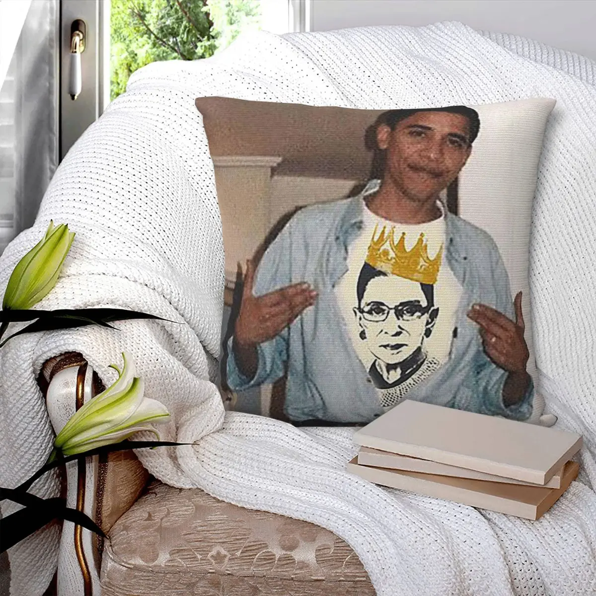 Obama Wearing Rbg Square Pillowcase Pillow Cover Polyester Cushion Decor Comfort Throw Pillow for Home Sofa