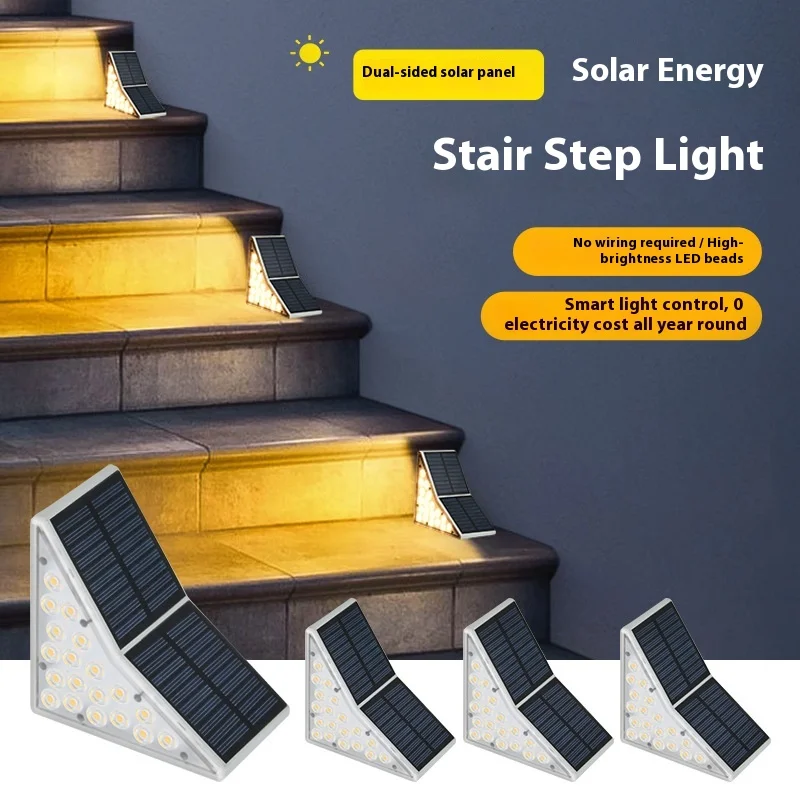 Lámpara LED de escalera Solar impermeable para exteriores, lámpara de paso Triangular, plataforma de escalera de decoración de jardín y patio
