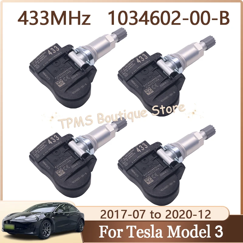 

Tyre Pressure Monitoring System TPMS Sensor 1034602-00-B 1034602-00-C 1034602-00-A 4pcs 433MHz For Tesla Model 3 S X