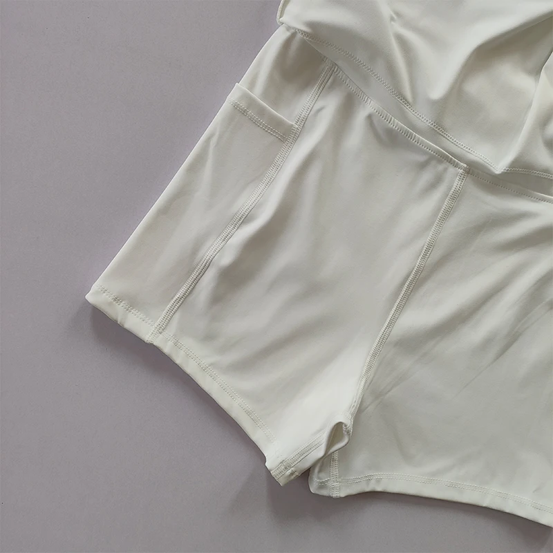 Sport-Yoga-Rock, Badminton-Tennis-Rockhose, halblanger, schnelltrocknender Rock mit Taschen, Rockhose mit seitlichem Schlitz und Trägern für Outdoor-Aktivitäten – Detail 12
