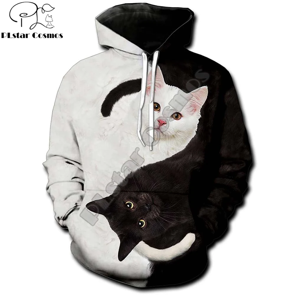 

PLstar Cosmos Yin Yang Black White Cat 3D Printed Mens Hoodies & Sweatshirt Unisex Casual zipper hoodies sudadera hombre MT-32