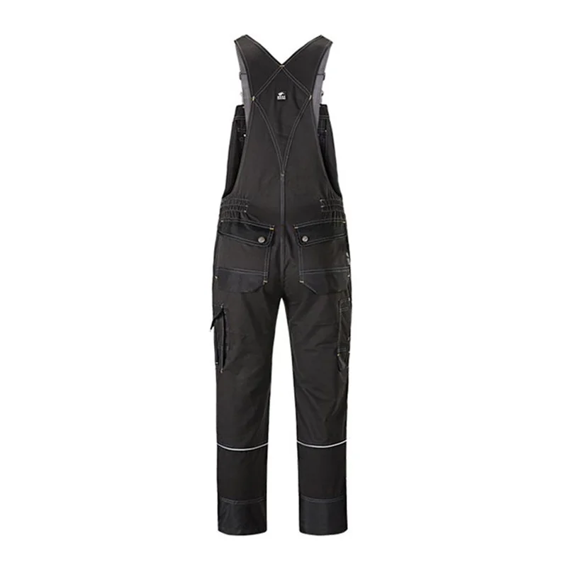 Oxford Overalls with Reflective Stripes Multi Pockets Work Overalls Men Black Reflection Hi Vis Worker Wear Repairman Clothing