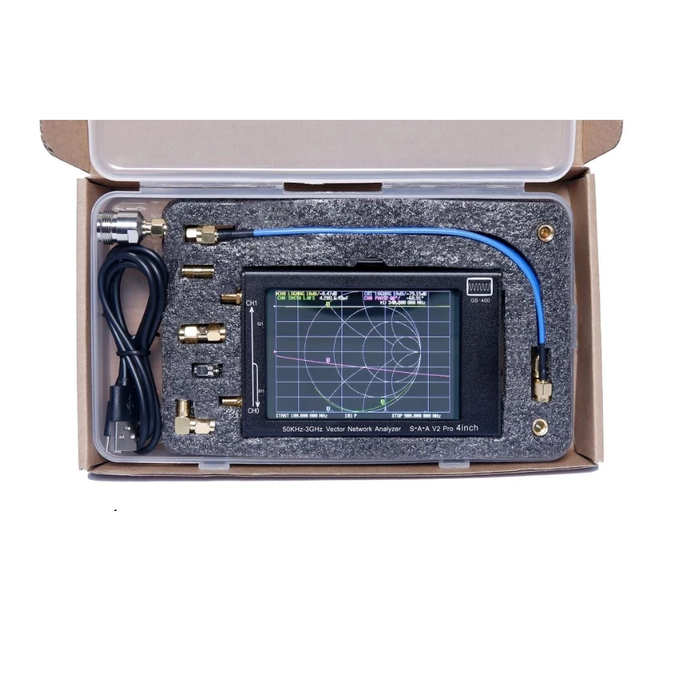 S-A-A 4-Zoll-Touchscreen NanoVNA V2 Pro Vektor-Netzwerkantenne 50 kHz-3 GHz mit 0,5 ppm TCXO