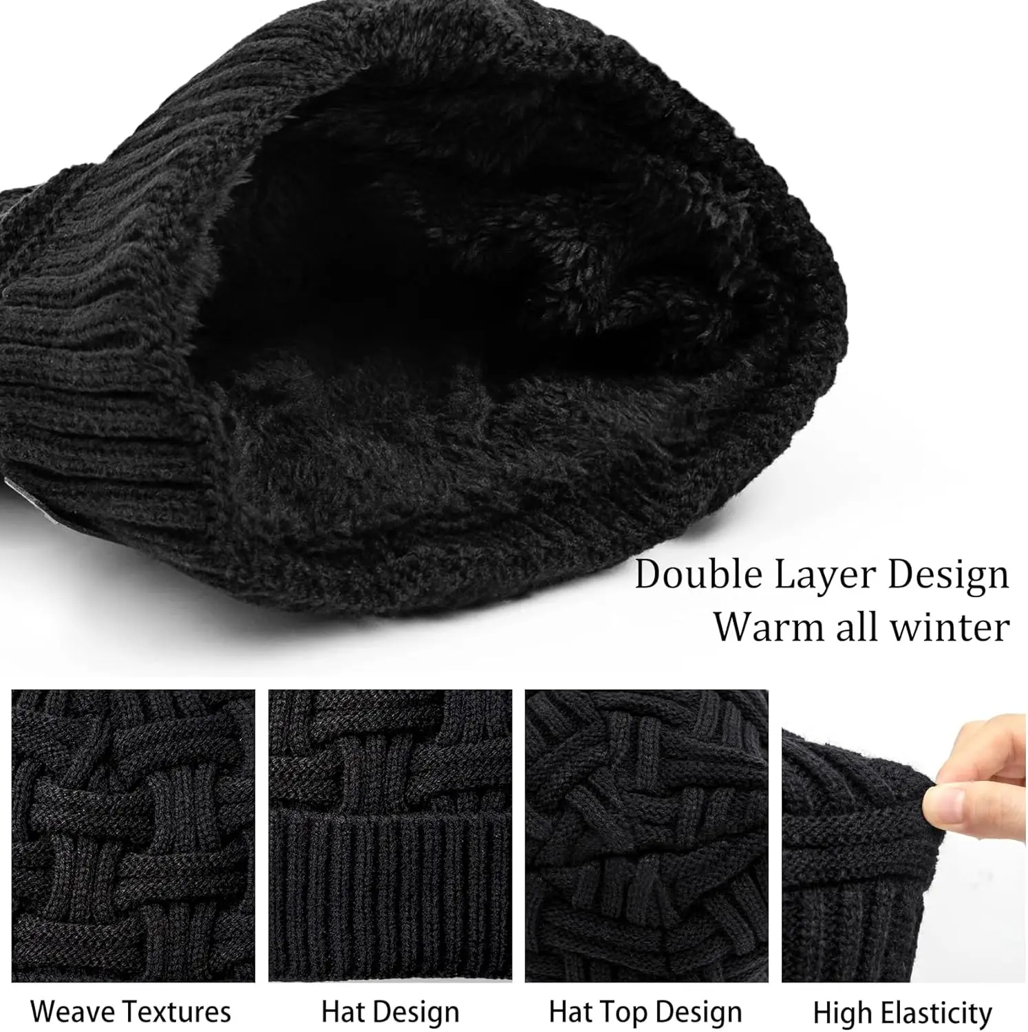 Loritta Winter Hat Warm Knitted Thick Baggy Slouchy Beanie Skull Cap for Men