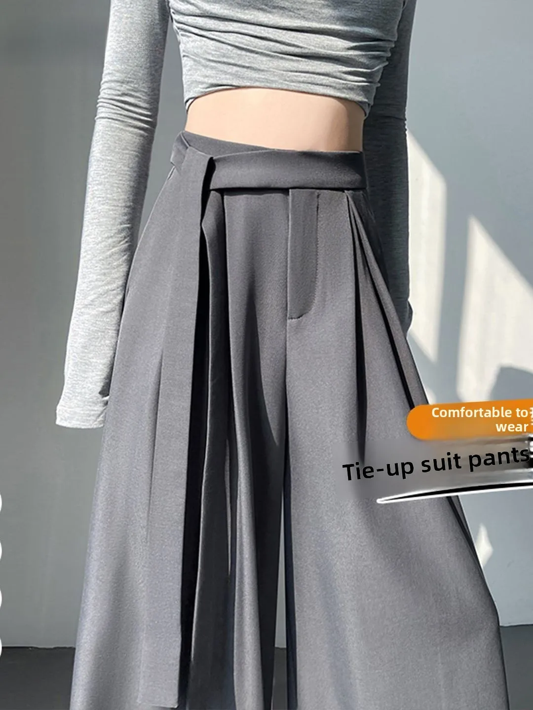 

High Waist Wide Leg Suit Pants Drapey Casual Straight Leg Trousers for plus Size Women Spring New Style Home Comfortable