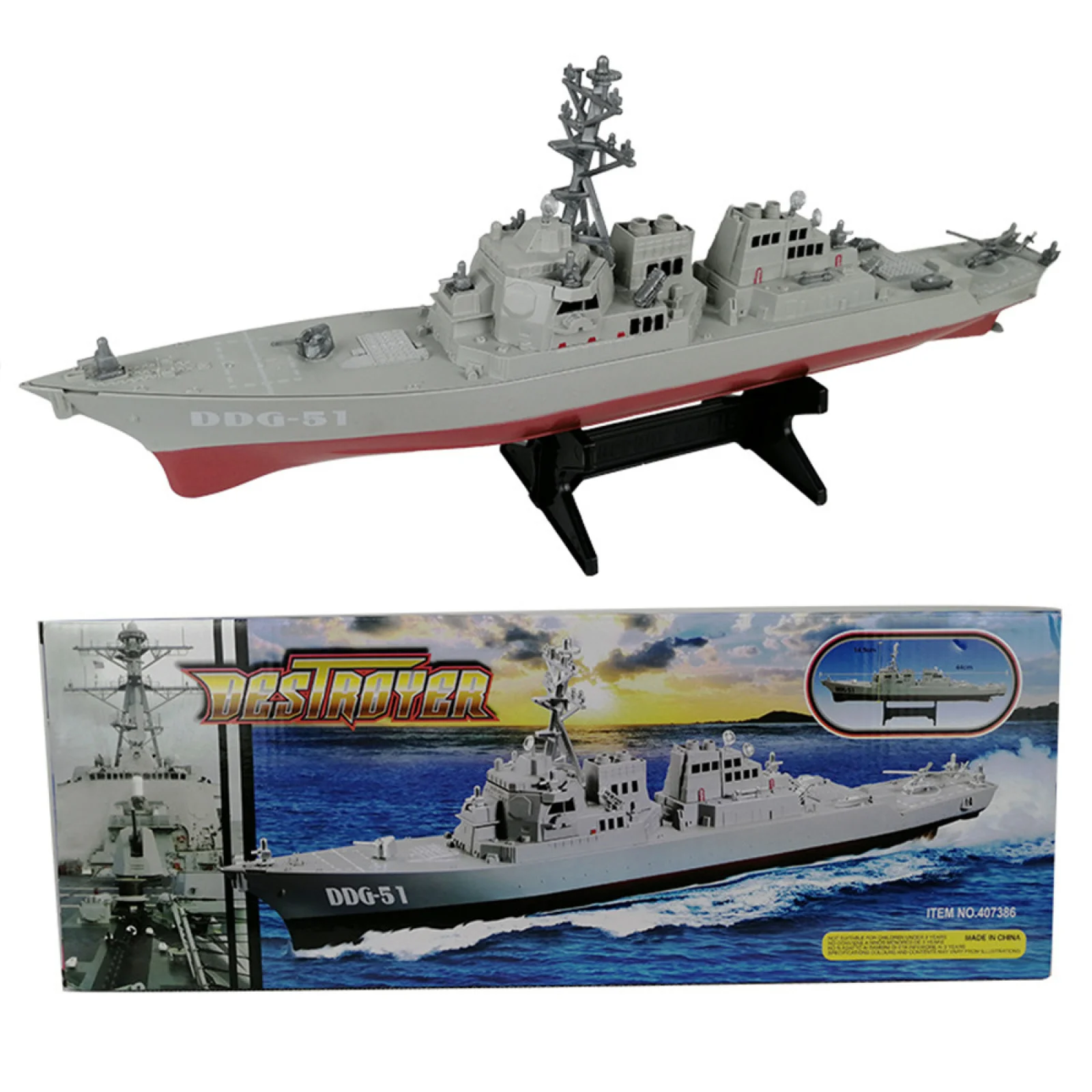 Missile Destroyer Ship Model Static Toy With Display Stand Warship Destroyer Military Ship Plastic Model Ornament For Collection