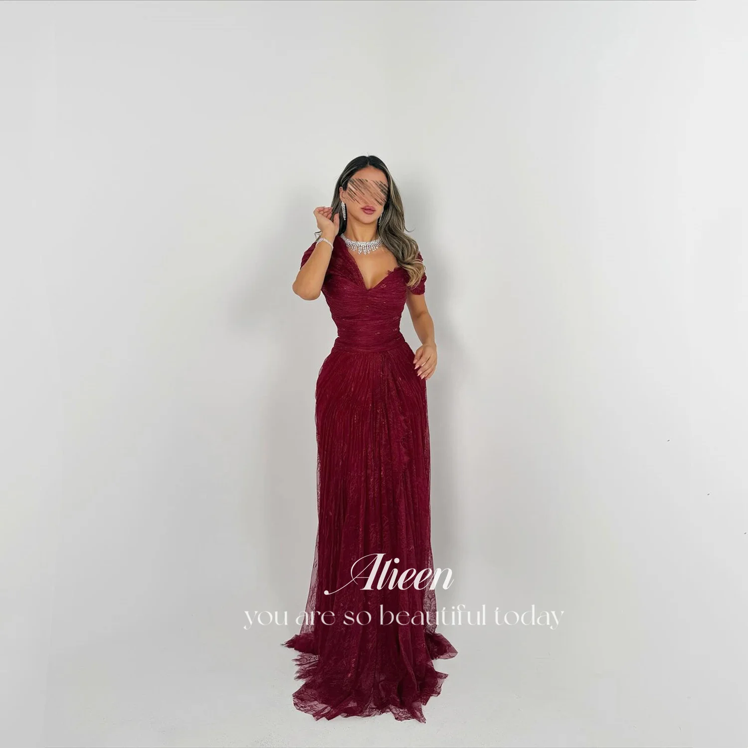 

Aileen Prom Dresses for Special Occasions فساتين سهرة Customized Mermaid Women Evening Dress Burgundy Vestidos De Festa Lace