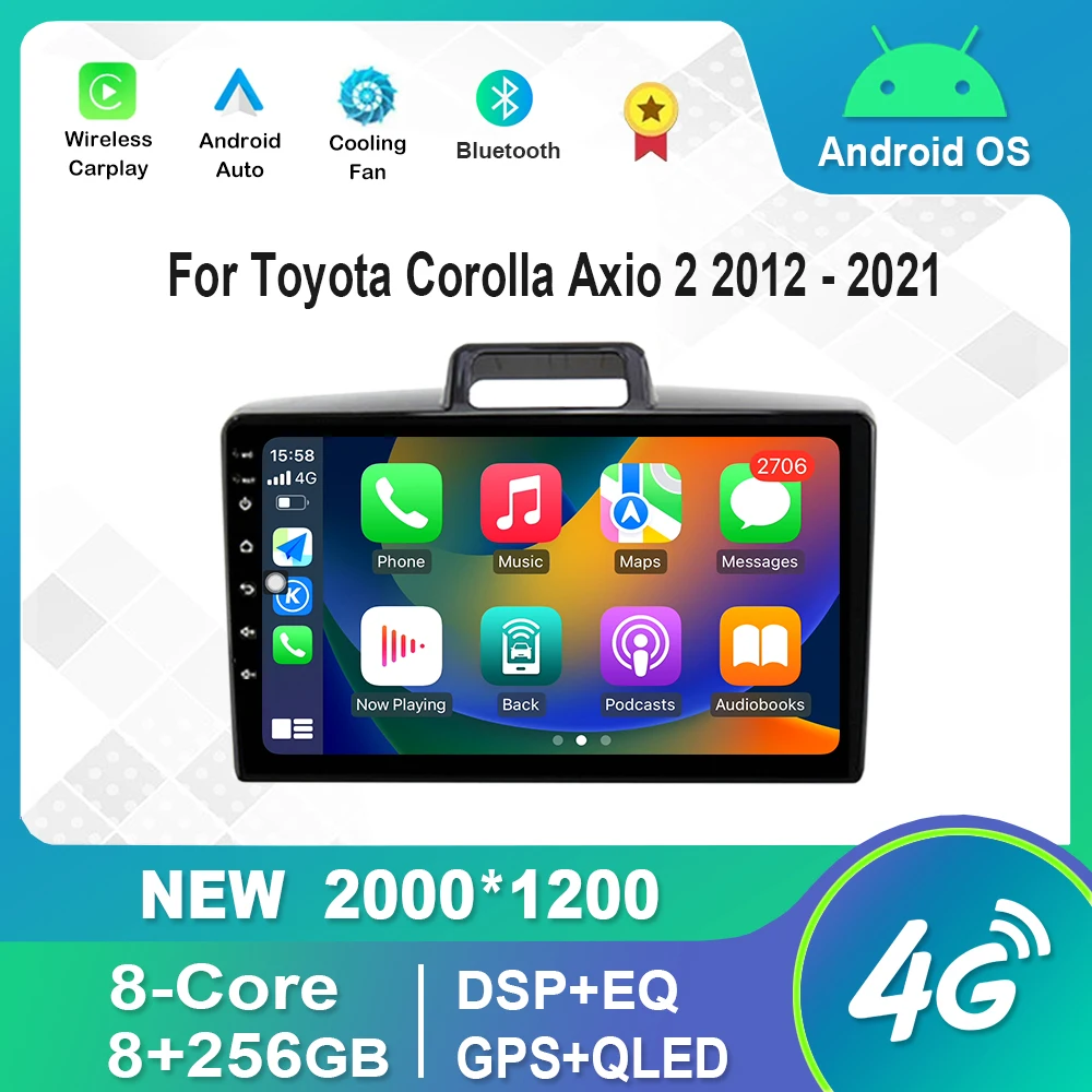 

For Toyota Corolla Axio 2 Fielder 3 E160 2012 - 2021 Android Car Radio Video Multimedia Player WiFi 4G Bluetooth GPS