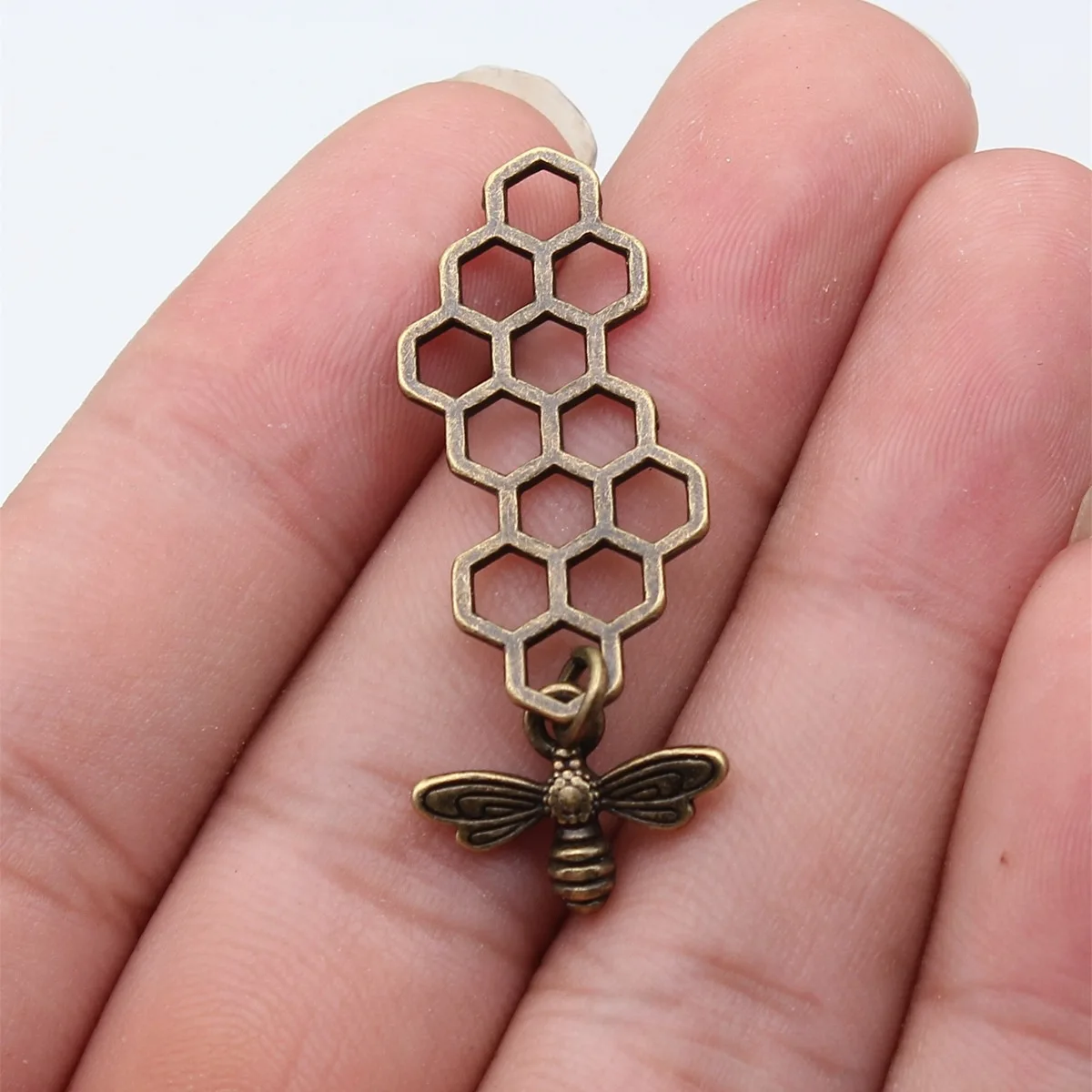 3pcs 45x15mm Antique Silver Color Antique Gold Color Antique Bronze Color Honeycomb Bee Charms Jewelry Making Accessories