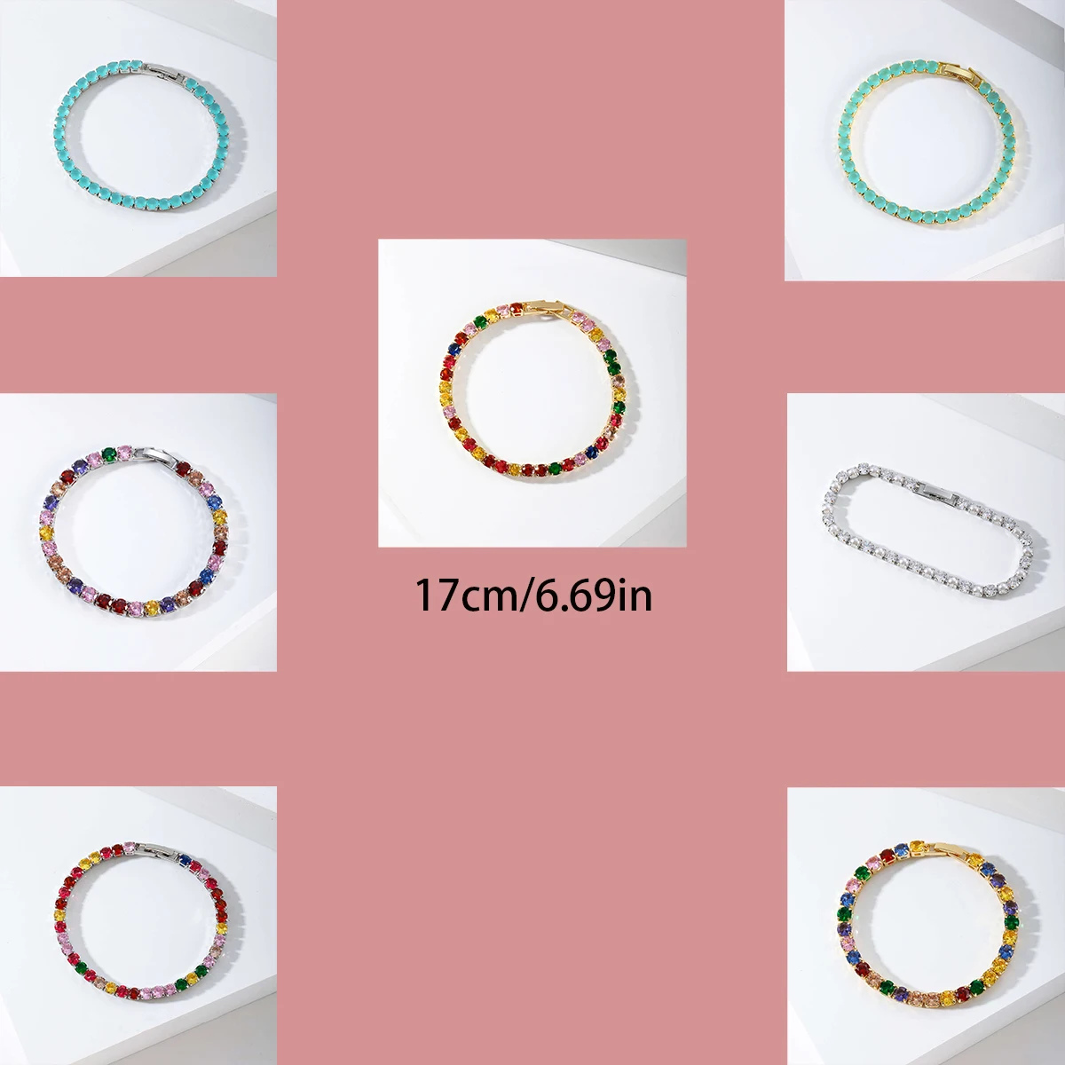 

1Pcs Fashionable Zircon Women Bracelet Beautiful Rainbow Colors Gemstones Jewelry Charm Detachable Temperamental Gifts for Women