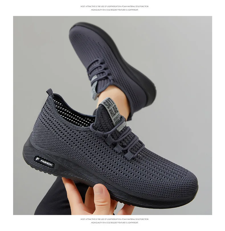 Zapatos individuales de verano para hombre, calzado informal transpirable, malla hueca, cómodo, suela suave, tenis masculinos