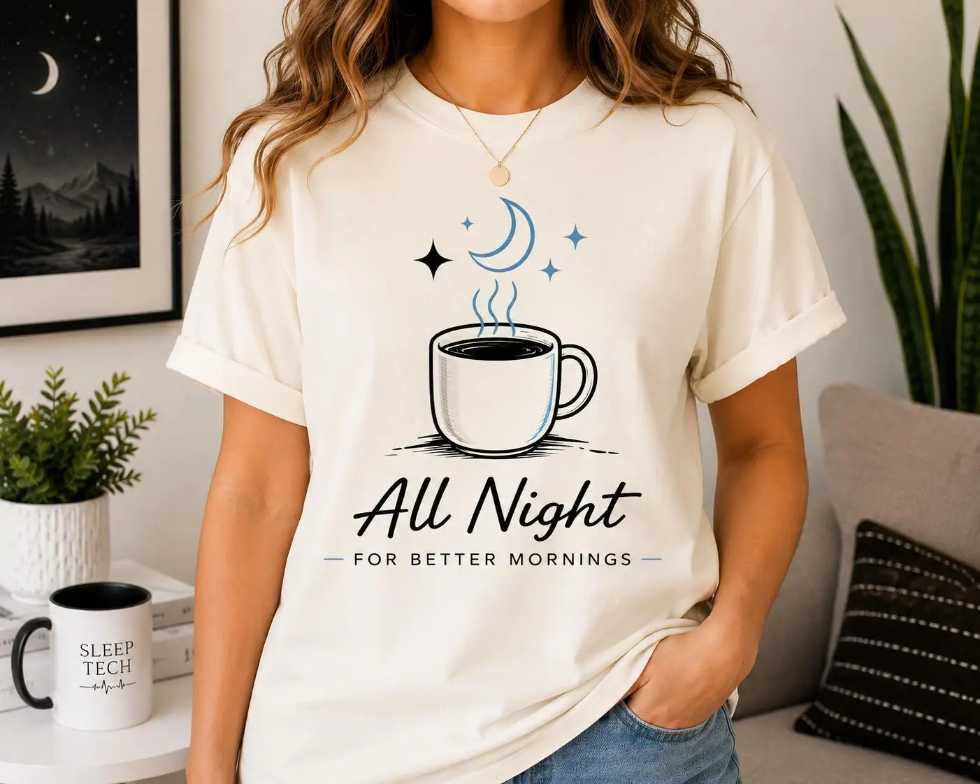Summer Casual Fashion - Loose Sleep-promoting Top with Sleep-aiding Technology-Coffee-colored Shirt | RPSGT Night Shift T-shirt