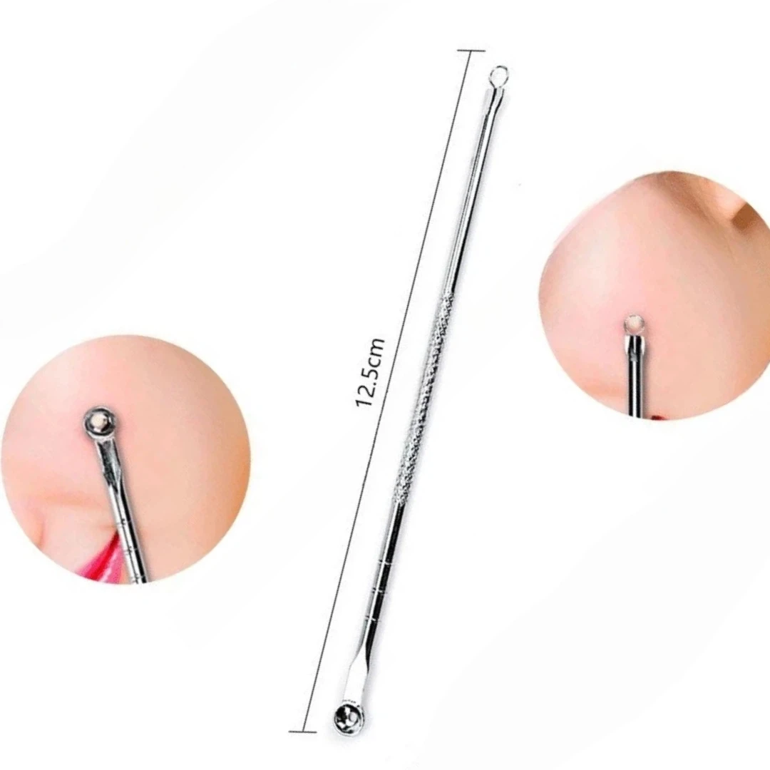 مجموعة إبر حب الشباب مكونة من 4 قطع، أداة إزالة الرؤوس السوداء، مستخرج كوميدون مطلي بالكروم لتظليل البثور، والعناية بالوجه #3