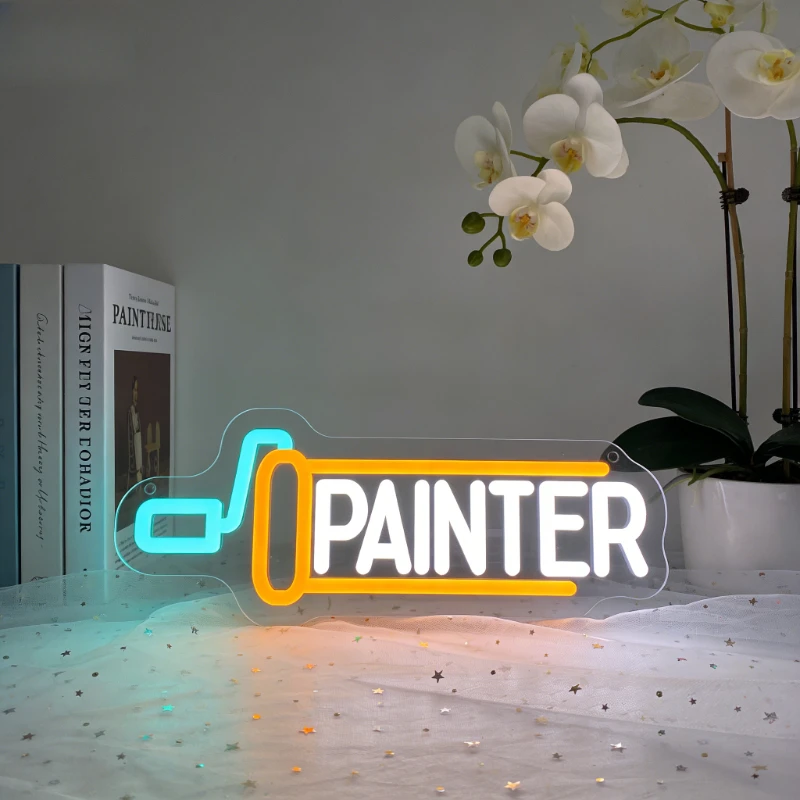 ペインターledネオンサイン-クリエイティブアートスタジオ装飾-ネオンライト-寝室-バー-カフェ用-鮮やかなブルー-ホームウォールアート-インスピレーションを与えるギフト