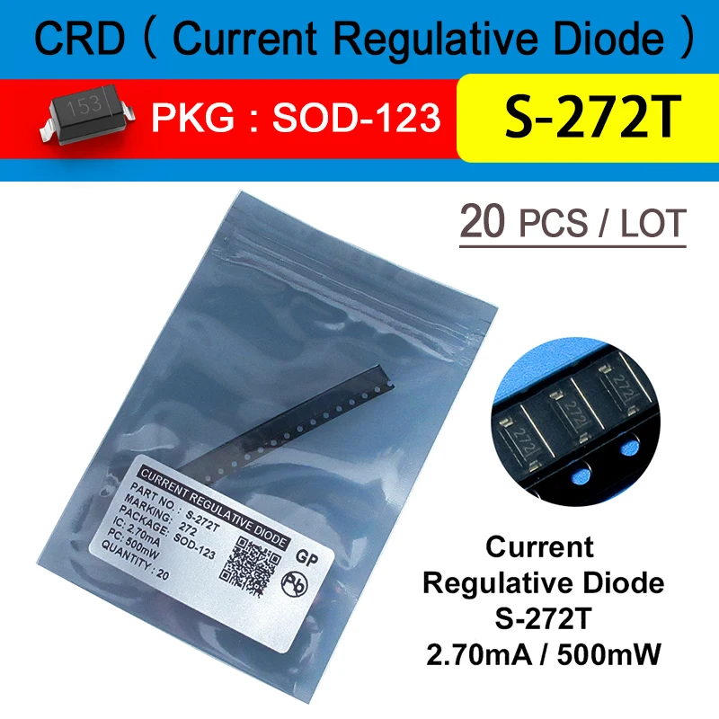 

20Pcs/Lot Crd Diodes S-272T 2.7Ma 100V Marking 272 Smd Sod-123 Current Regulative Diode Free Shipping