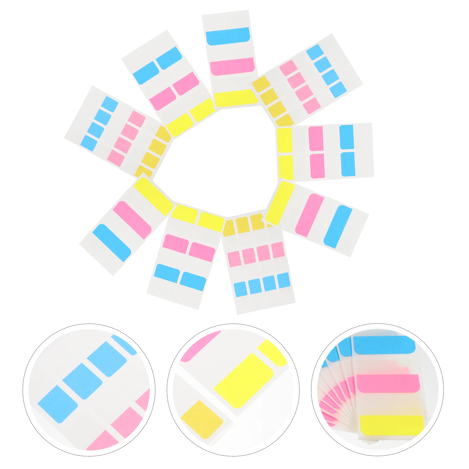 

3Sets of Page Marker Sticky Tabs Colored Self-Adhesive Page Tabs for Notebooks School Office Book Annotation Supplies