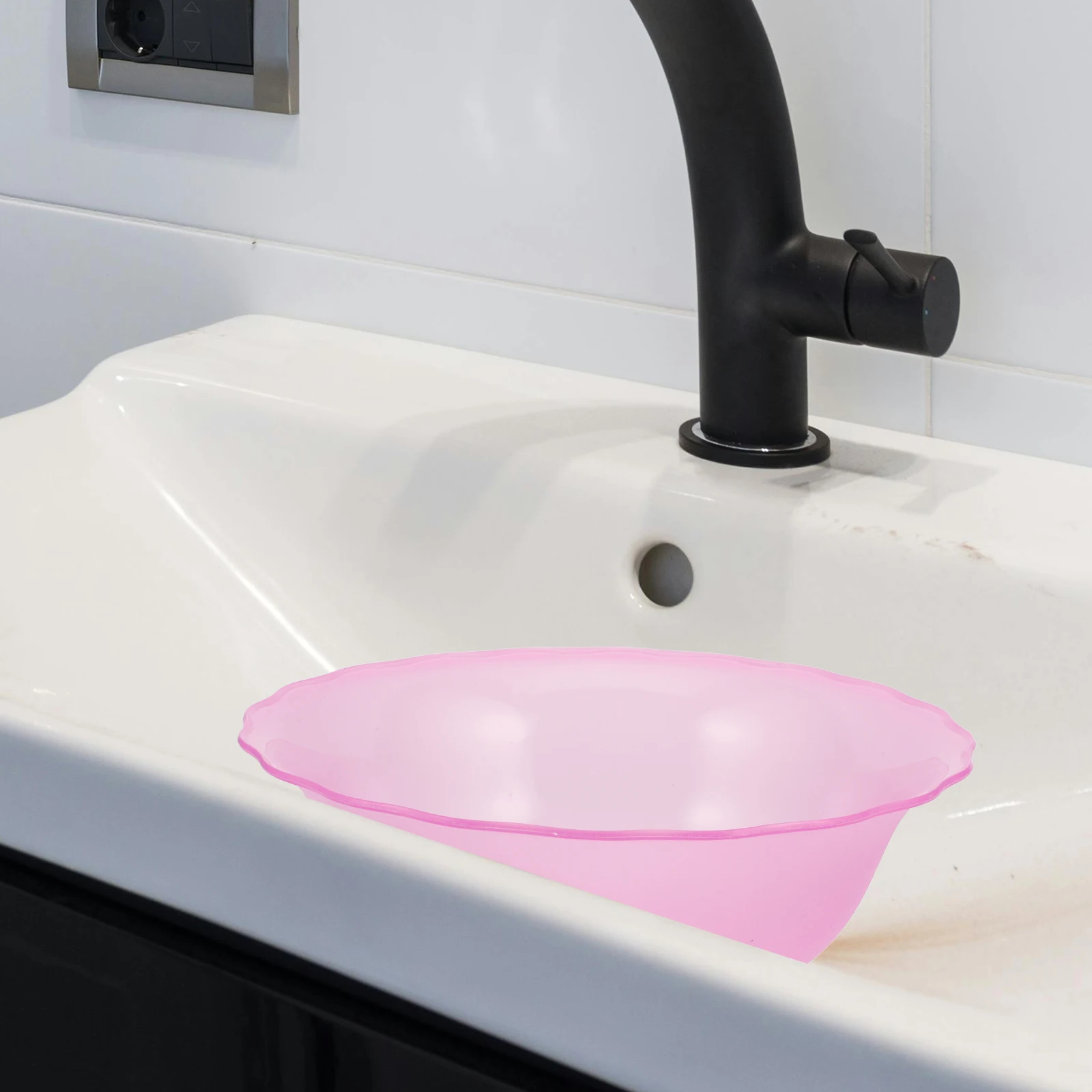 

Frosted Face Washing Basin Portable Beauty Salon Bowl Clear Tub for Skincare Facial Mask Travel Compact Decorative Edge Plastic