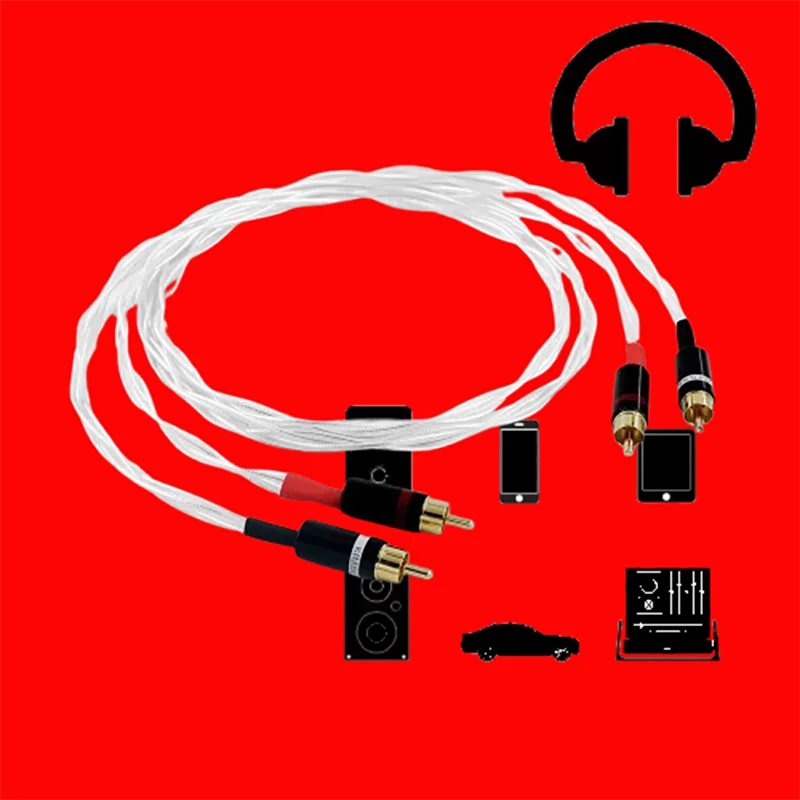 Серебряный соединительный кабель RCA премиум-класса 2, позолоченный для компакт-дисков/усилителей ​