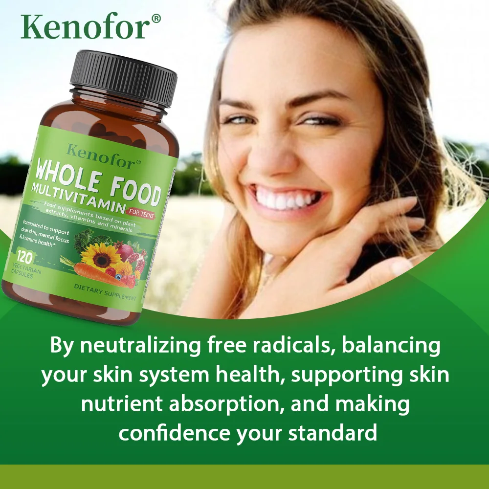 Comida integral Multivitamina para adolescentes para aumentar la energía, apoya la salud del cerebro, fortalece la inmunidad, promover la piel saludable, para niños y niñas