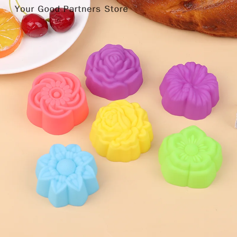 6Pcs Flower Silicone Mold DIY Handmade 3D Flower Ice Cube Soap Chocolate Plaster Candle Resin Mould Cake Baking Tool