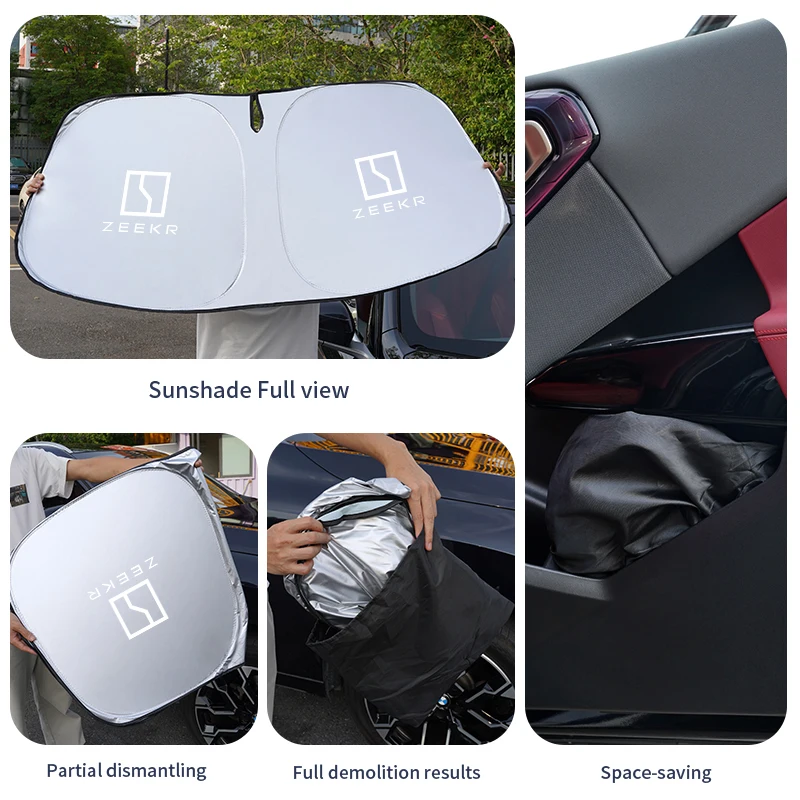 Car Sunshade Cover Foldable UV Protection Shield Auto Logo Accessories For Zeekr 001 001 FR MIX 007 X 009 7X 2023 2024 2025
