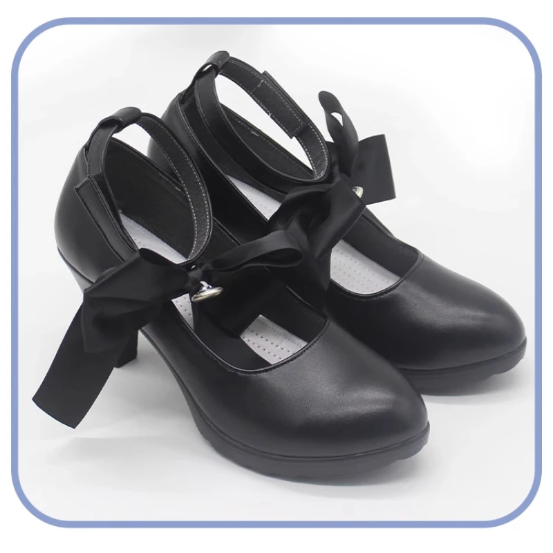 لعبة الأزرق الأرشيف Iochi Mari تأثيري أحذية الكبار للجنسين جلدية عالية الكعب أحذية سوداء زي الهالوين الدعائم الملحقات