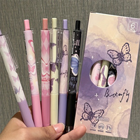 6pcs Cute Butterfly Gel Pens Aesthetic Stationary Pens ，Kawaii pen stationery，0.5 Mm Quick-drying Black Ink Pens Fine Point