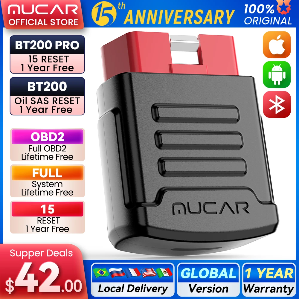 1-10pcs MUCAR BT200/BT200 PRO OBD2 Car Diagnostic Tools Automotive Scanner obd2 Code Reader Auto All Systems Diagnosis Scan Tool