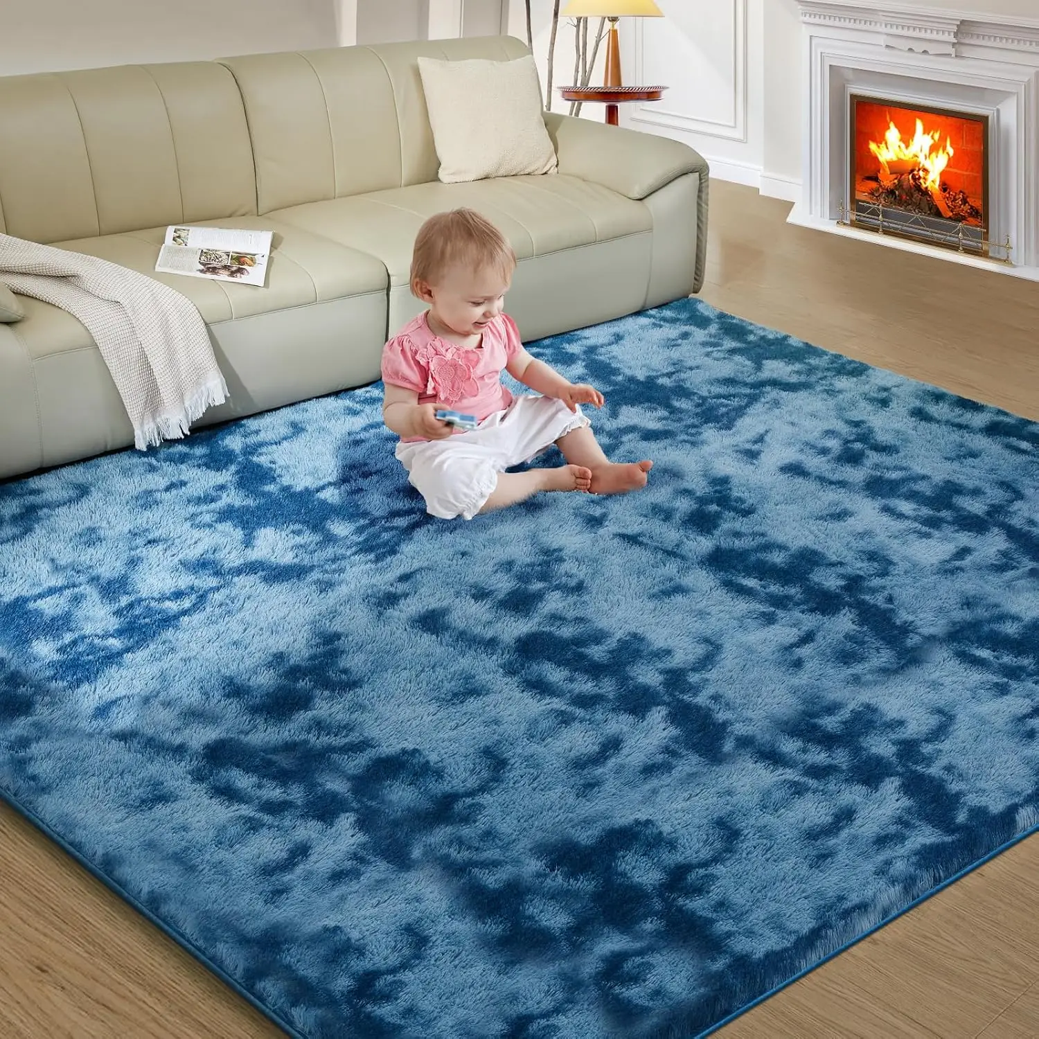 

VIKAMA Large Area Rug Thickened Fluffy Area Rugs For Bedroom Ultra Soft Non-Slip Large Fuzzy Rug Bedroom Rug Under Bed Bedside