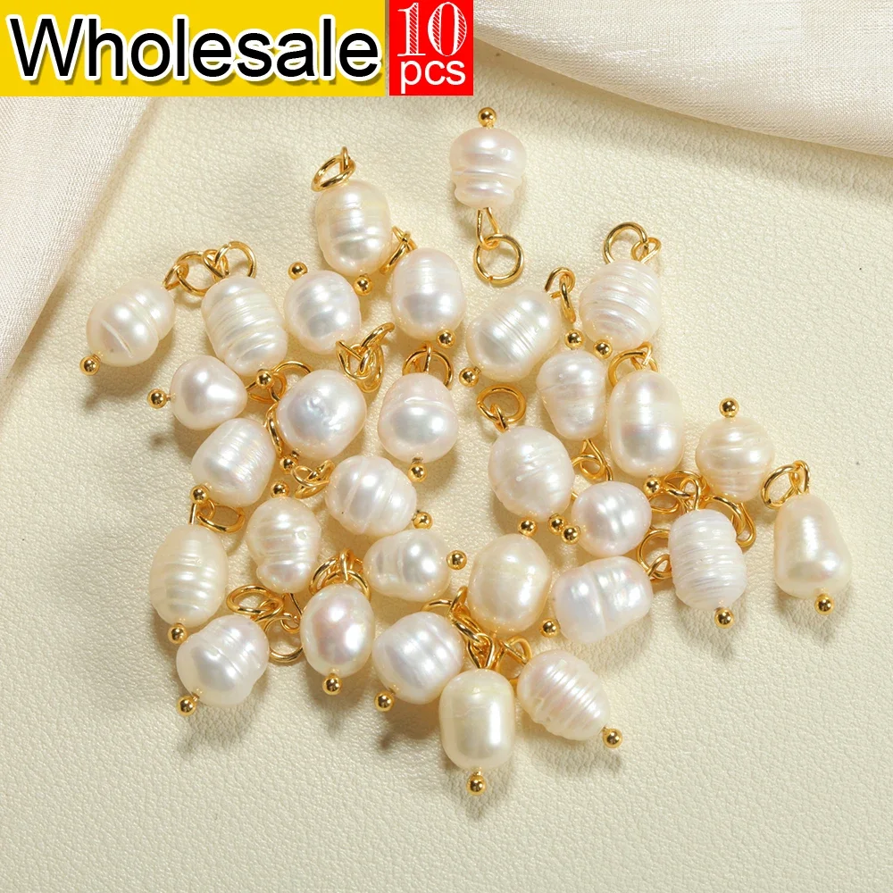 10PCS Pearl Charm Pendant DIY Accessories Applicable Necklace Bracelet Charms Jewelry Making Supplies  Bulk Items Wholesale