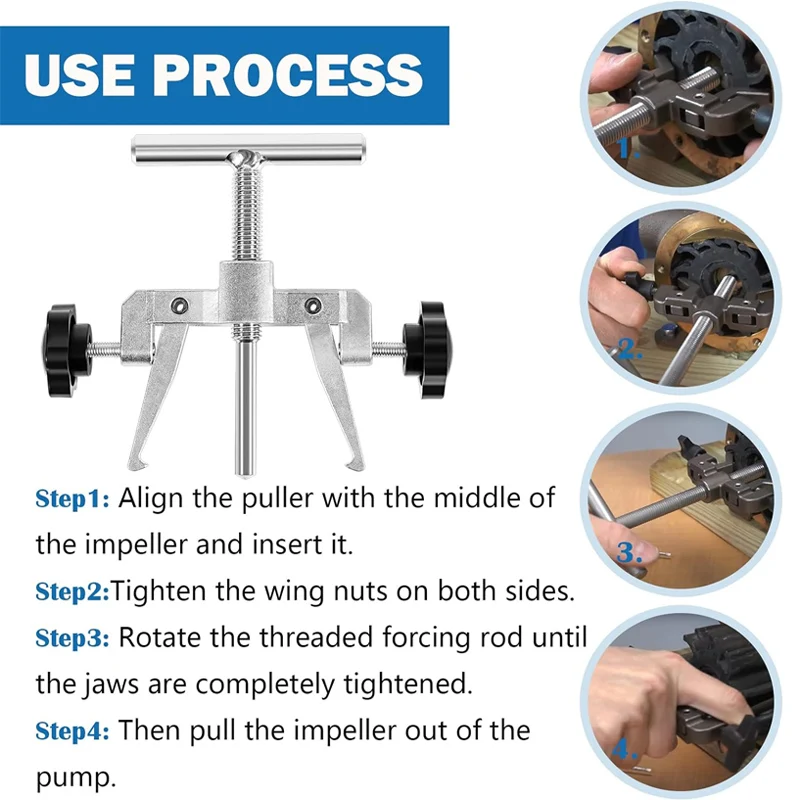 660040 -1 Extractor de herramientas de extracción de impulsor flexible apto para bomba Jabsco 50070-0040 y 50070-0200, para impulsores de 2-1/4 "a 2-9/16"