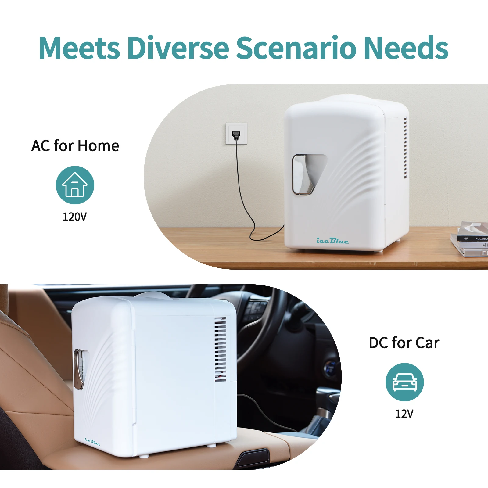 IceBlue ريترو ثلاجة صغيرة 4L/6Can ثلاجة منخفضة الضوضاء ذات الاستخدام المزدوج دفئا برودة ماكياج العناية بالبشرة ثلاجة محمولة للمنزل سيارة
