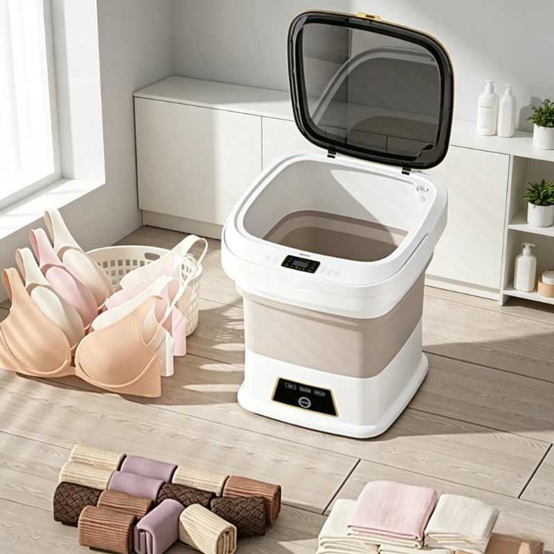 13L Foldable Mini Washing Machine with Spin Dryer Portable Washer for Underwear Socks Dorm Travel Home Daily Laundry 미니 세탁기