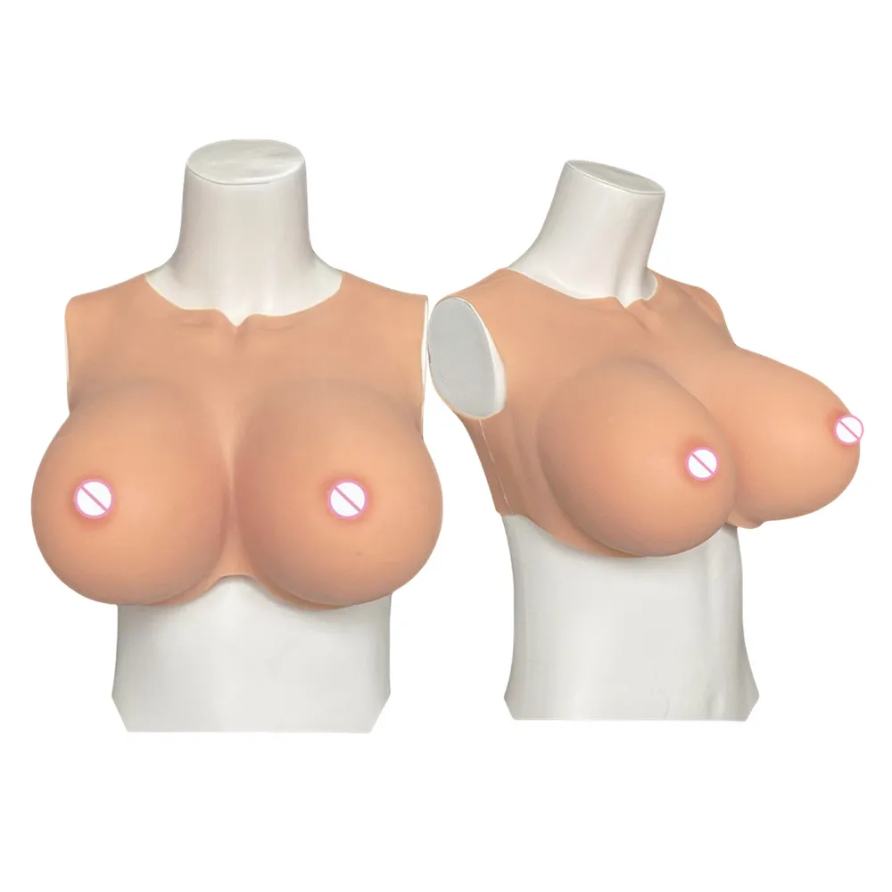 Huge Fake Boobs Tits With Nipples Realistic Silicone Breasts Forms Bodysuit For Shemale Transgender Crossdresser Cosplay Sissy