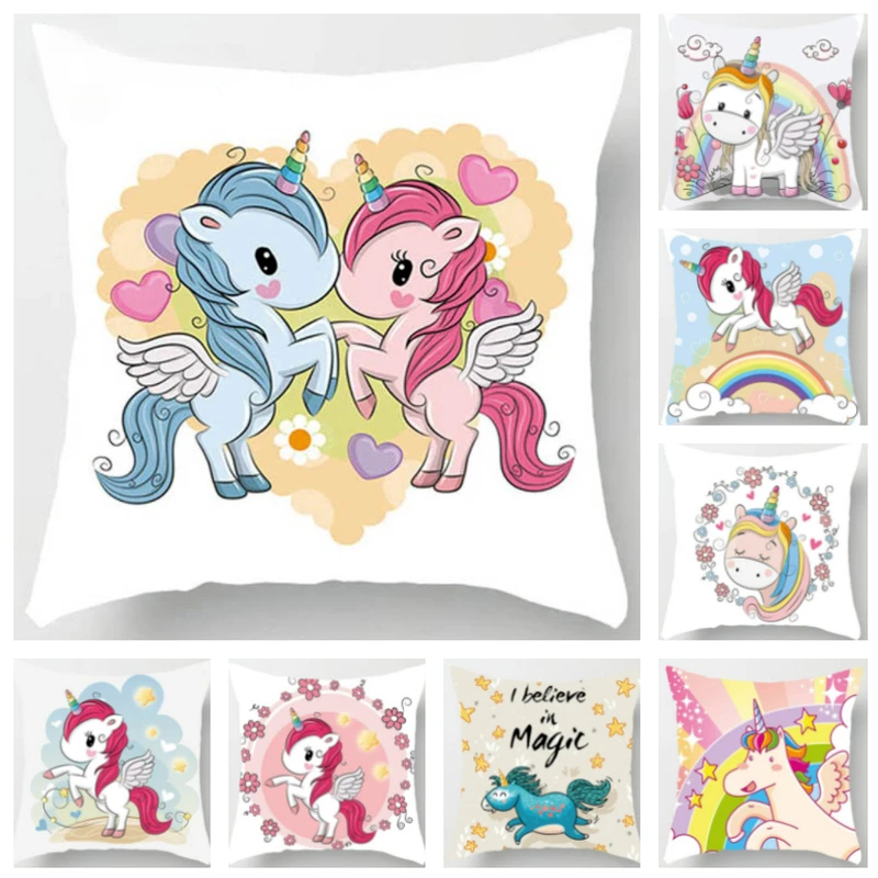 

Cartoon Unicorn Series Cushion Cover Living Room Sofa Bedroom Home Decorative Pillowcase 45*45cm