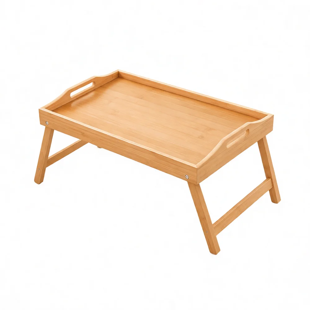 Modern Bamboo Folding Desk Bed Tray Laptop Stand Portable Wood Serving Table Minimalist Breakfast Tray For Home Work