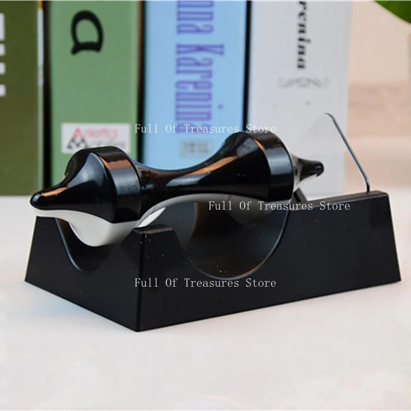 Black and White Magnetic Levitation Hoist Magnetic Induction Gyroscope Science and Education Dumbbell Magnetic Craft Gift