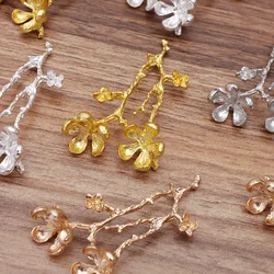 5-10pcs Metal Branch Leaf Flower Charms for Hair Jewelry Making DIY Gold Color Accessories Necklace Componets Findings 55x35mm