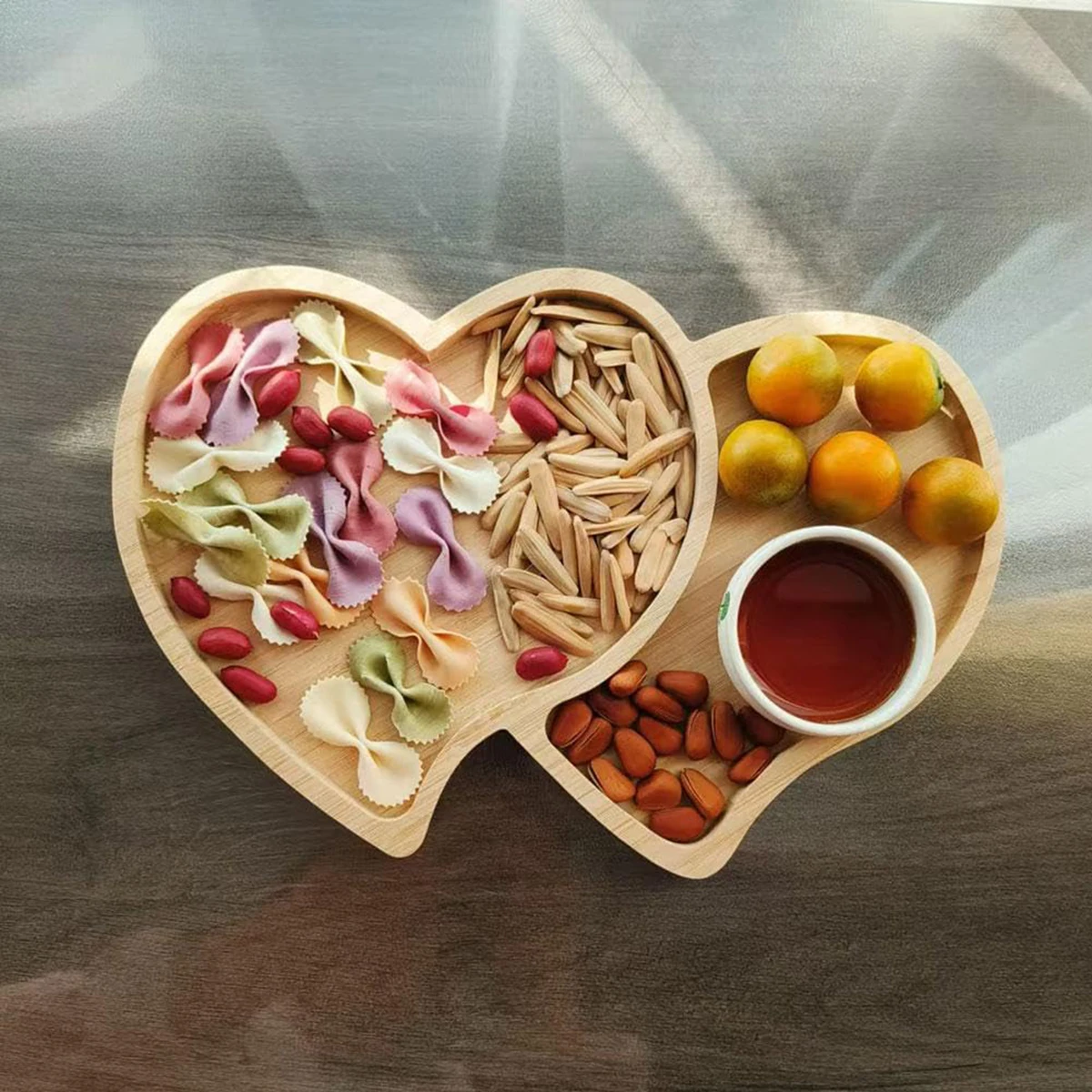 

Valentine's Day Appetizer Serving Tray Heart Shaped Wooden Snack Candy Plates Dishes For Valentine's Day Housewarming Present