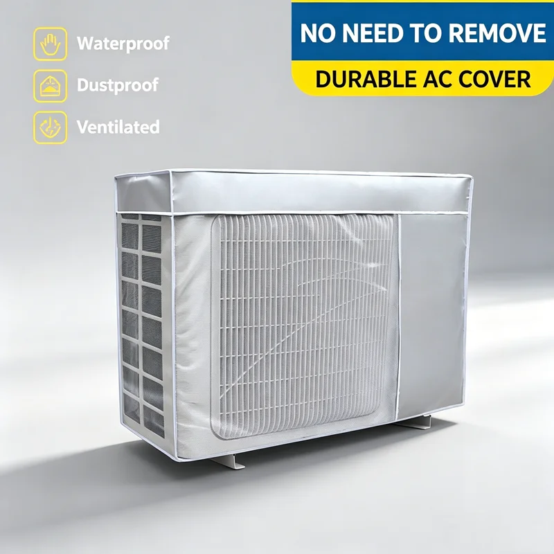 1PC Breathable Mesh Air Conditioner Outdoor Cover No Need Remove While Running Waterproof Silver Coated AC Split Protector Cover