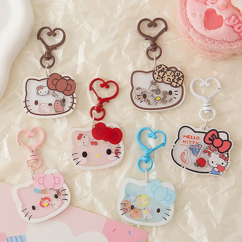 Kawaii Hello Kitty Keychain Cute Cartoon Acrylic Backpack Accessories Women Supplies Desktop Decoration Student Gift Wholesale