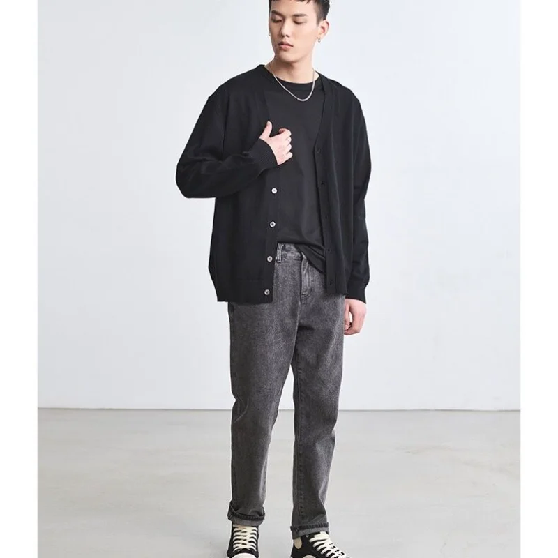 Men's Clothing Autumn Winter Long Sleeve Tops T-Shirts V-neck Versatile Fashion Comfortable Popularity Simple Solid Color Coat