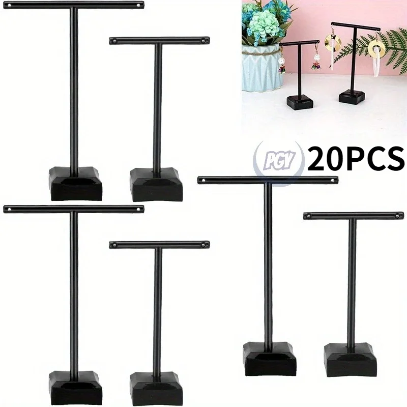 20pcs T-Bar Acrylic Earrings Display Stand Clear Earrings Holder Jewelry Organizer with Sturdy Base Photography Props Decoration